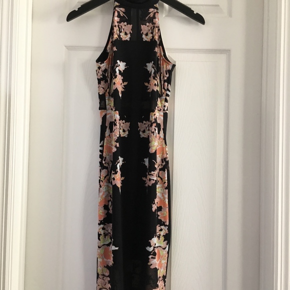 Material Girl Dresses & Skirts - Floral Black body con 🌸 mesh dress